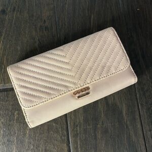 Women’s Light Pink Guess Wallet Snap Closure Zippered Change Pouch Minimalist